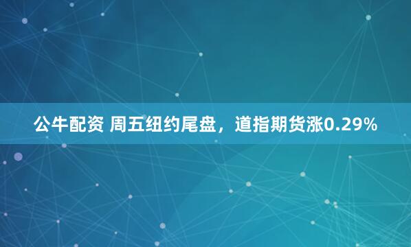 公牛配资 周五纽约尾盘，道指期货涨0.29%